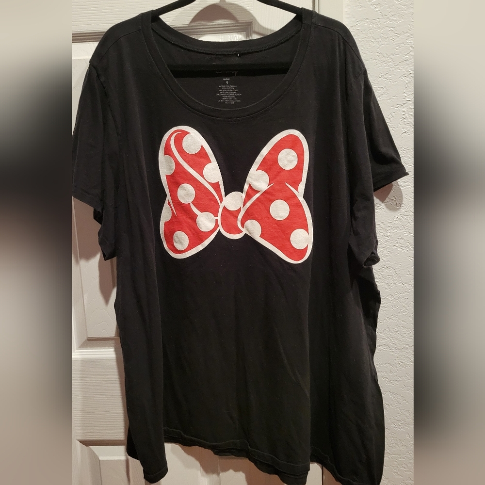 Disney Black Tee with Red Polka Dot Bow